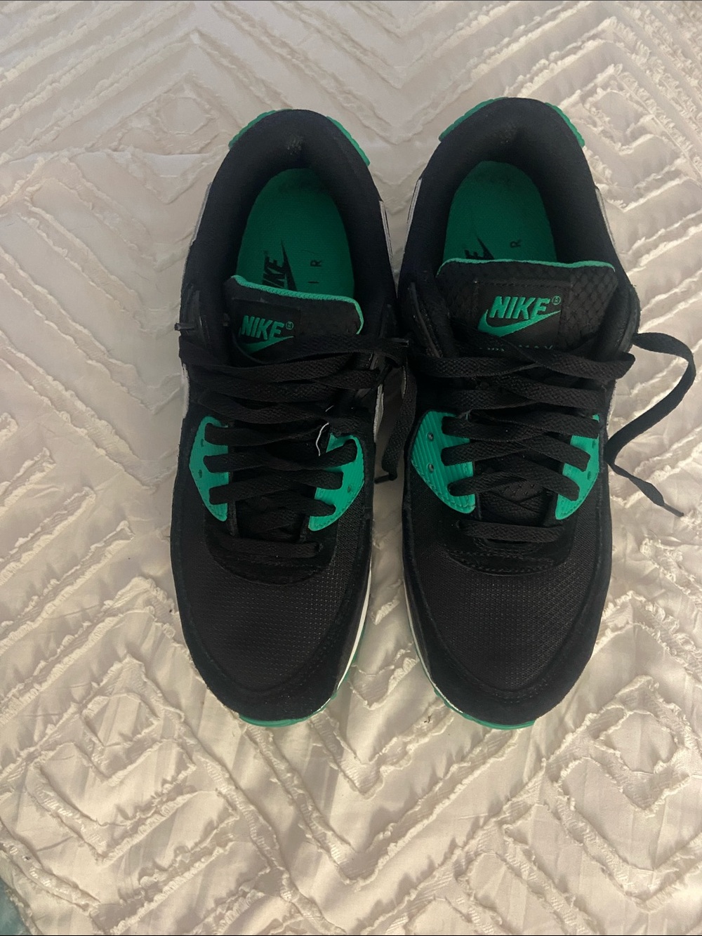 Men’s Nike Air  Black and Green Low-Top Sneakers